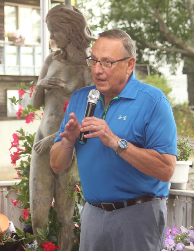 Former Maine Governor Paul LePage says a few words. STEVE EDWARDS/Boothbay Register