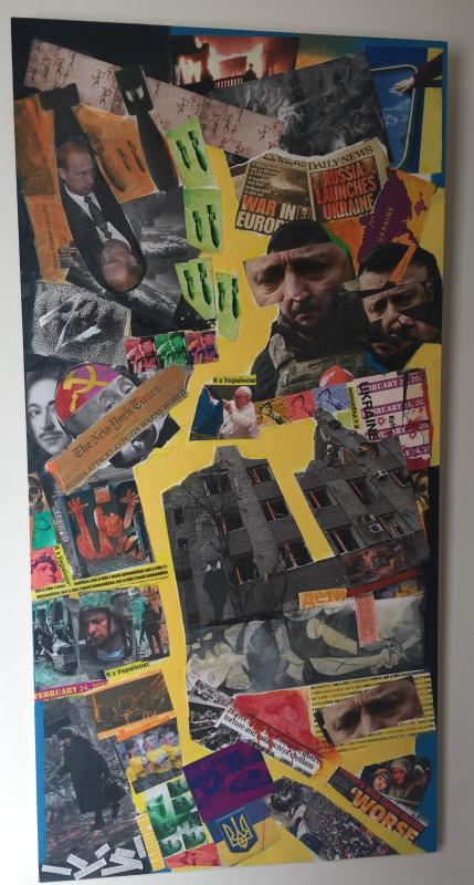 “Rhyming History” - Michael Culver - photo collage and acrylic on Clayboard. Michael Culver