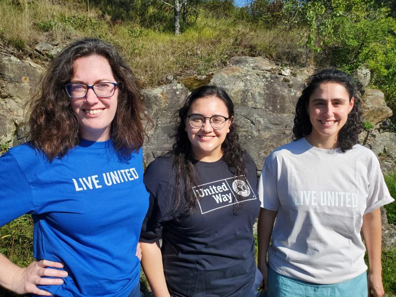 UWMCM 2022 Loaned Executives. Pictured from left are: Tara McCannell, L.L.Bean Loaned Executive; Kayla DeVito, L.L.Bean Loaned Executive; Claire Papell, United Way of Mid Coast Maine. Courtesy photo