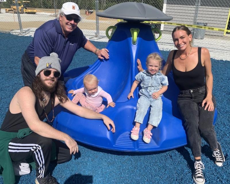 Paul Coulombe hosted his son’s family Sept. 14 as they all visited the new Clifford Park for the first time. Pictured, from left, are James Lee, Paul Coulombe, Lucia Lee, Kiana Lee and Lindsay Lee. BILL PEARSON/Boothbay Register