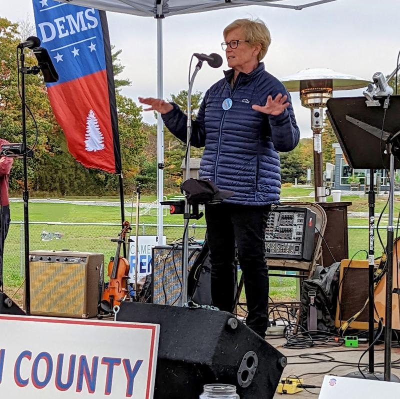 Rep. Chellie Pingree (D, ME-1) spoke to a crowd of more than 200 at a rally organized by the Lincoln County Democratic Committee. Courtesy photo