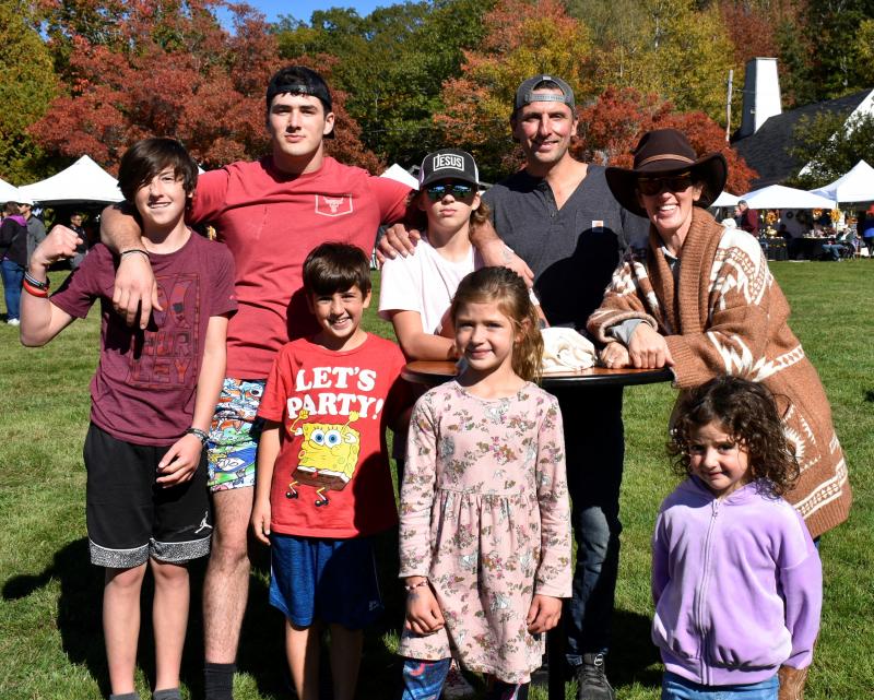 From Brewster, New York, Rob and Michele Laporte and family visit nephew Raymond Mellett in the USCG here. The youngsters are all natural acrobats! LISA KRISTOFF/Boothbay Register
