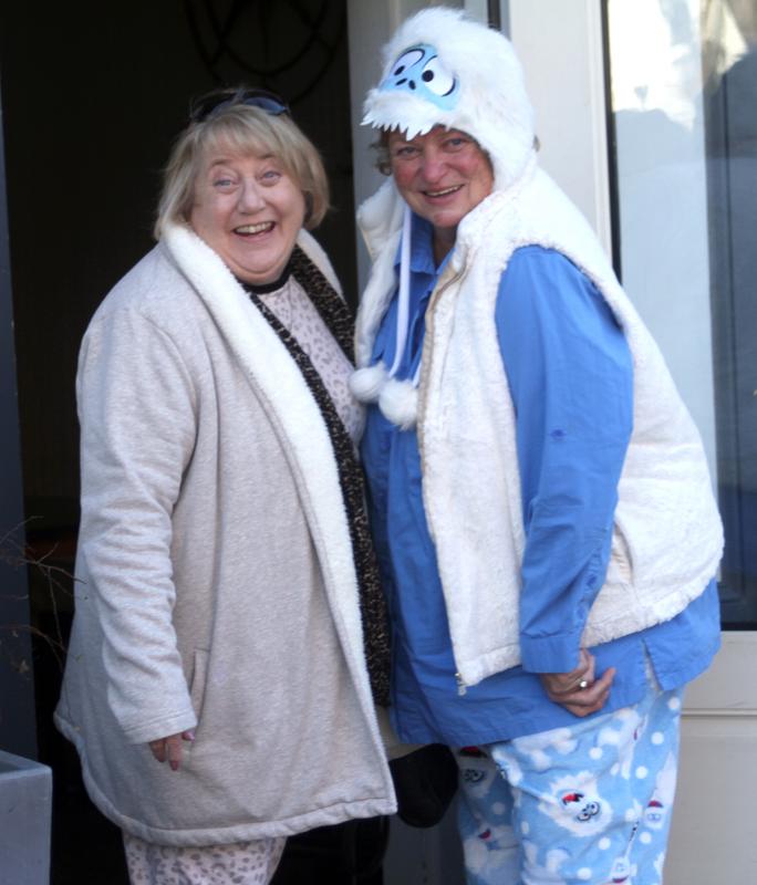 Early Birders Linda Dow and Mari MaGuire were all smiles. File photo