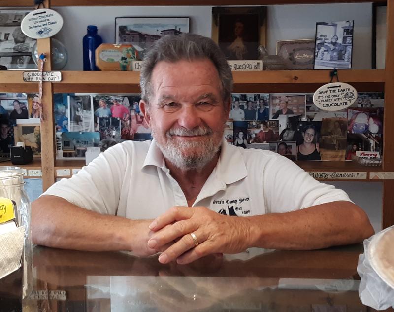 John Webster, current owner of Orne’s Candy Store. JANE CARPENTER/Boothbay Register