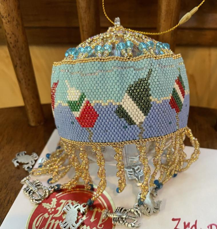 Third Place in the 60-plus group: Stephanie Dionne’s fiber art ornament. Debbie Todte photo Stephanie Dionne
