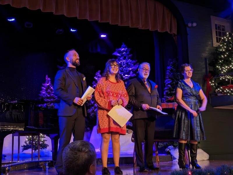 Carolers, from left: Tommy Waltz, Abbey Hutchins, John Adams and Devin Dukes. CANDI JONETH/Boothbay Register