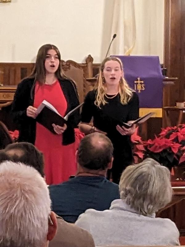 Skyla Carrier and Hannah Hills perform. CANDI JONETH/Boothbay Register