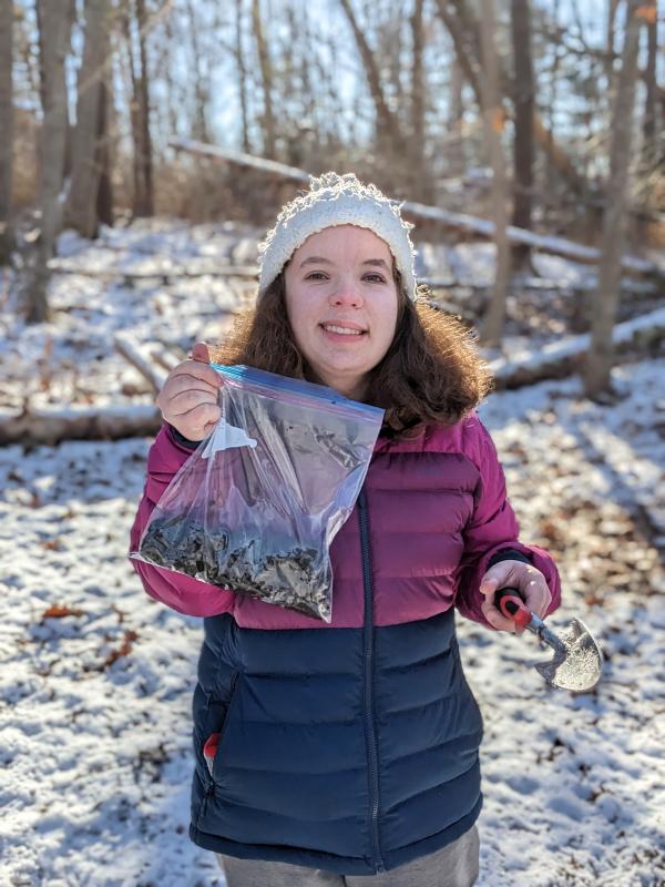 Chloe Joneth samples soil for salinity. CANDI JONETH/Boothbay Register