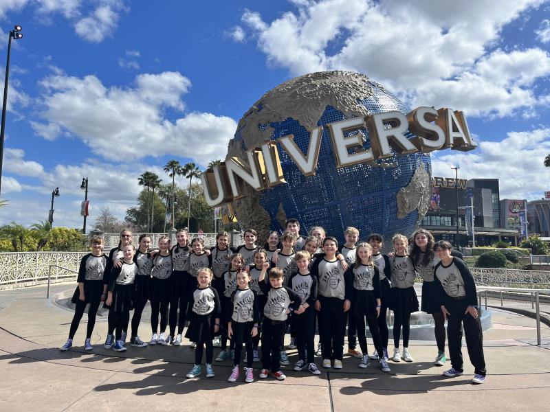 The Boothbay Region YMCA Y Arts competition team at Universal Studios in Orlando, Florida. Courtesy of Emily Mirabile
