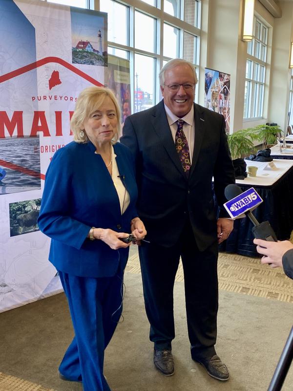 Governor Janet Mills and Paul Coulombe at the Governor’s Conference in Bangor on Tuesday, March 28. Courtesy of Michelle Amero