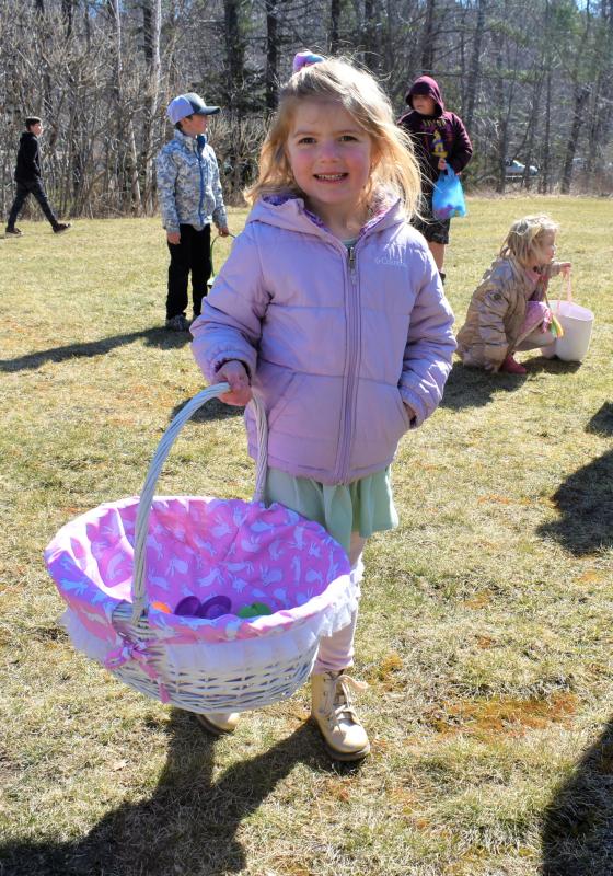 Sarah Norwood looks sweet at the first ever Easter Egg Hunt at Boothbay Fire Station. LISA KRISTOFF/Boothbay Register
