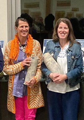 Pamela Moulton, left, MAEA’s Community Art Educator of the Year, and Jessica Nadeau, right, MAEA’s Elementary Art Educator of the Year. Courtesy of Jessica Nadeau