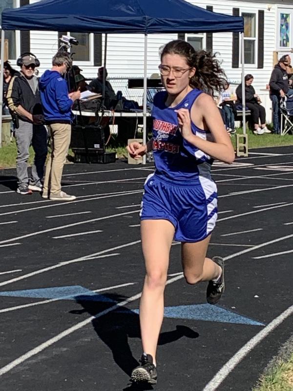 Boothbay/Wiscasset runner Julia Truesdell won the 800M and 1,600M races May 9 in Wiscasset. BILL PEARSON/Boothbay Register