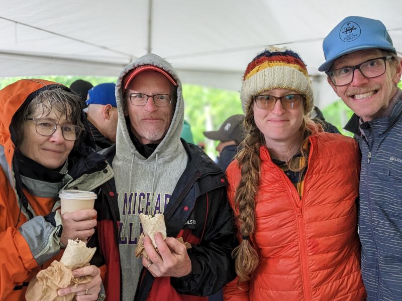 Paddlers for Hearty Roots brave conditions and enjoy the after party. CANDI JONETH/Boothbay Register