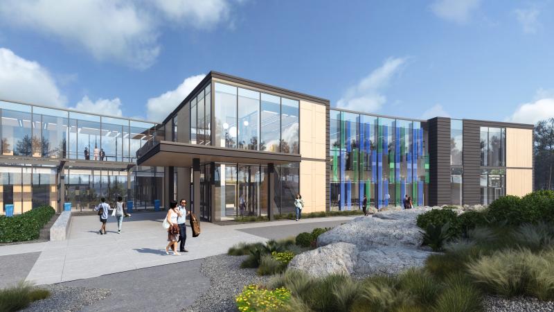A rendering of the front of Bigelow Laboratory shows the new entrance and the planned expansion to the right. The 25,000-square-foot addition will be completed in spring 2025 and provide the resources needed for the institute’s growing education, collaboration, and workforce development programs. Courtesy of Bigelow Laboratory for Ocean Sciences