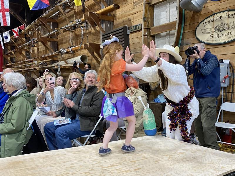 Maple Behrends, wearing Viven Fahlgren’s design, steals the show. ISABELLE CURTIS/Boothbay Register
