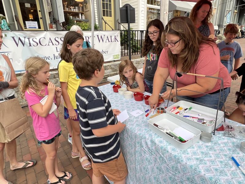 During Wiscasset Art Walk 2022, the Partners in Education table was a very popular sidewalk stop. Bob Bond photo