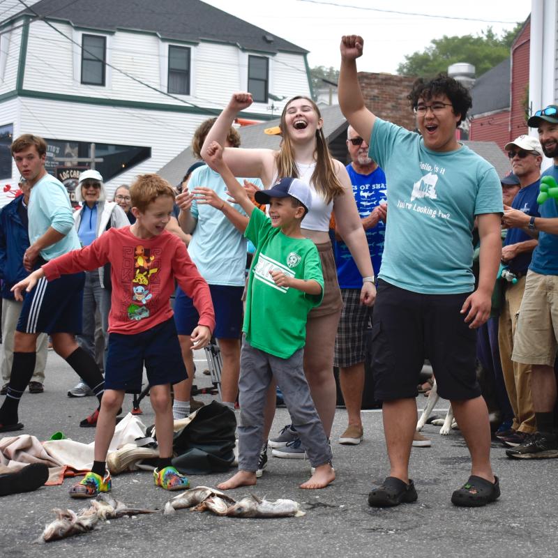 The Dogfish, an impromptu team from the crowd, celebrate the day. The Dogfish won the official’s choice award. FRITZ FREUDENBERGER/Boothbay Register