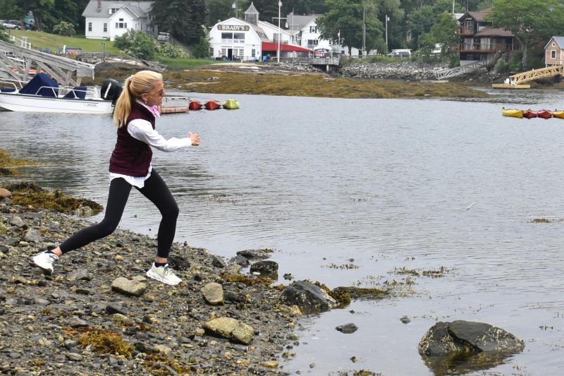 Denise Ellis skips a rock during the competition. Ellis won the women’s division with eight skips. FRITZ FREUDENBERGER/Boothbay Register
