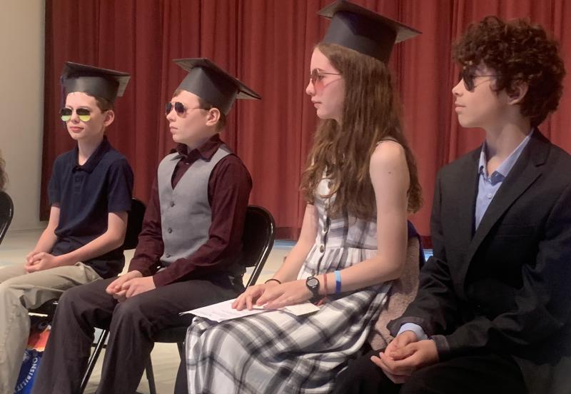 Edgecomb Eddy third graders gave graduating sixth graders sunglasses June 22 as a class gift. BILL PEARSON/Boothbay Register