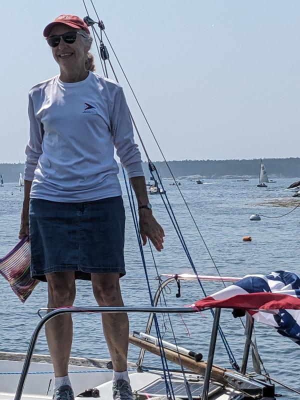 Anne Grimes Rand aboard Razzle. CANDI JONETH/Boothbay Register