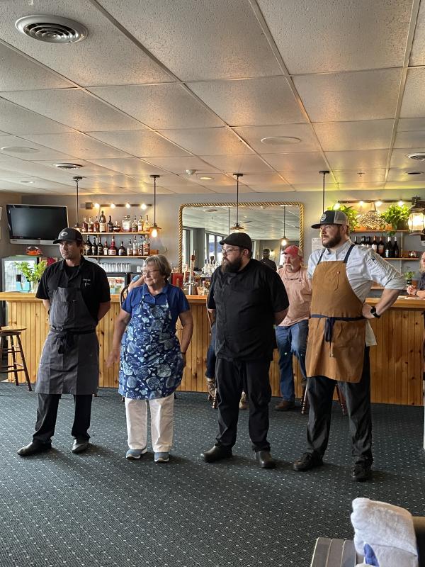 Kelly Farrin, Tancy Mitchell, Robert Bailey and Jesse Mackie compete in the 5th annual Crab Cake Cook-Off. Courtesy of Stephanie Branch
