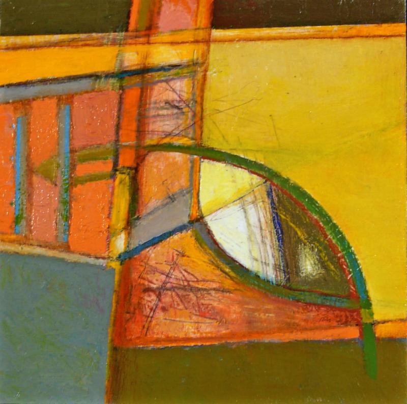 “Observe” Estey’s 12”x 12” acrylic on panel in his new solo show at Studio 53, “Reimagined.” David Estey