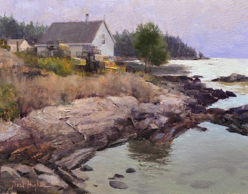 “Changing Weather, Bailey’s Island,” at 11” x 14” oil by Neal Hughes. Courtesy of Sylvan Gallery Neal Hughes