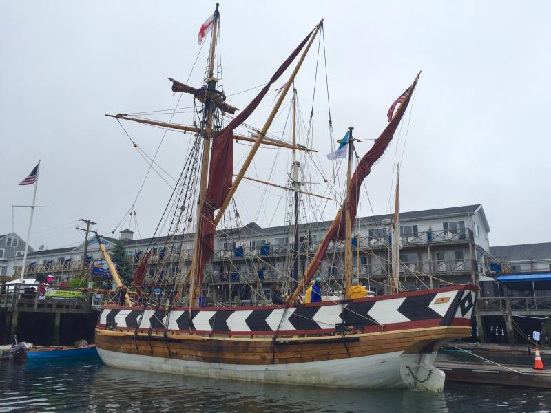 The Virginia, a replica of a 1608 vessel, sits in Boothbay Harbor during Windjammer Days. FRITZ FREUDENBERGER/Boothbay Register