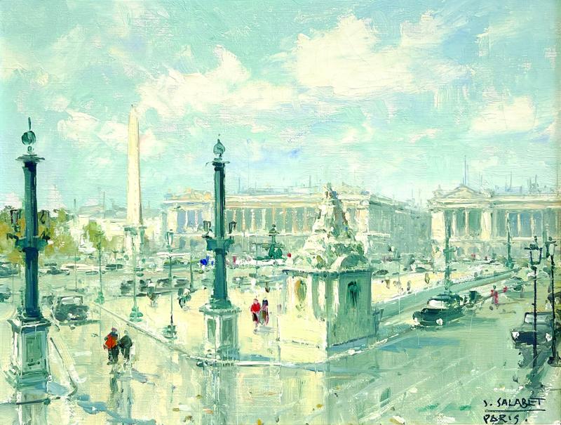 Jean Salabet (French, 1913-1995), “Place de la Concorde, Paris,” oil on canvas, 10.5" x 13.75" at Wiscasset Bay Gallery. Courtesy of the venue
Jean Salabet