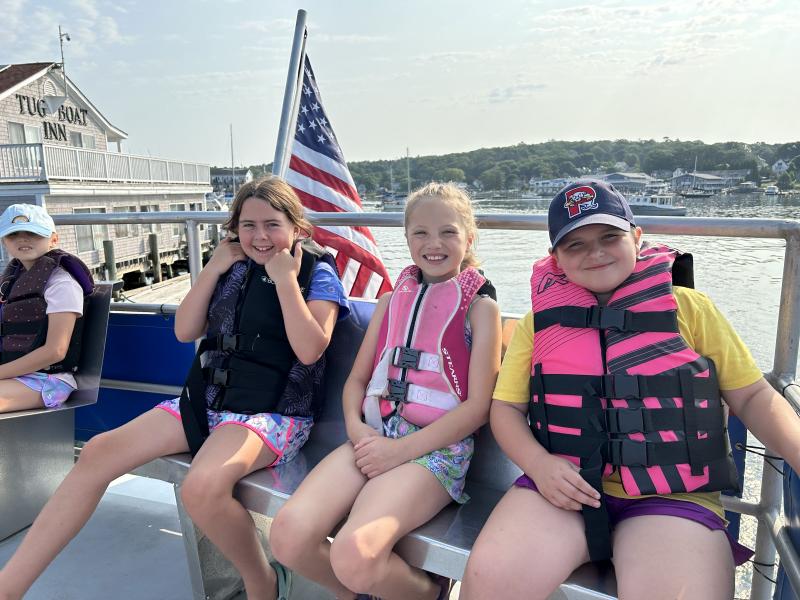 Aboard the Novelty with, from left, Avery Peck, Grace Thornton, Kaylee Wayda and Chloe Erwin. Courtesy photo