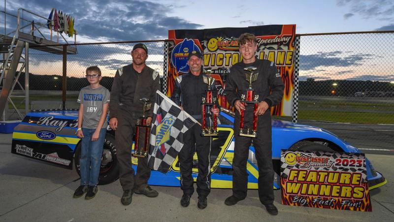 Pro Stock top 3, from left: Jr. Official Zack Stewart, Josh St. Clair, Kevin Douglass and Jet Decker. S Girard Photography