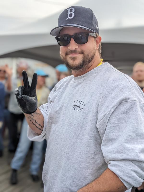 Portland’s Chad Egeland wins the Pemaquid Oyster Festival shucking competition and will advance to the national contest in Maryland. CANDI JONETH/Boothbay Register