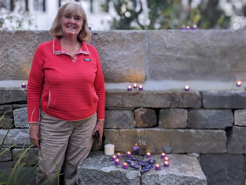 Artist Cecilia Ludwig offers painted rocks in remembrance of those lost to overdose. CANDI JONETH/Boothbay Register