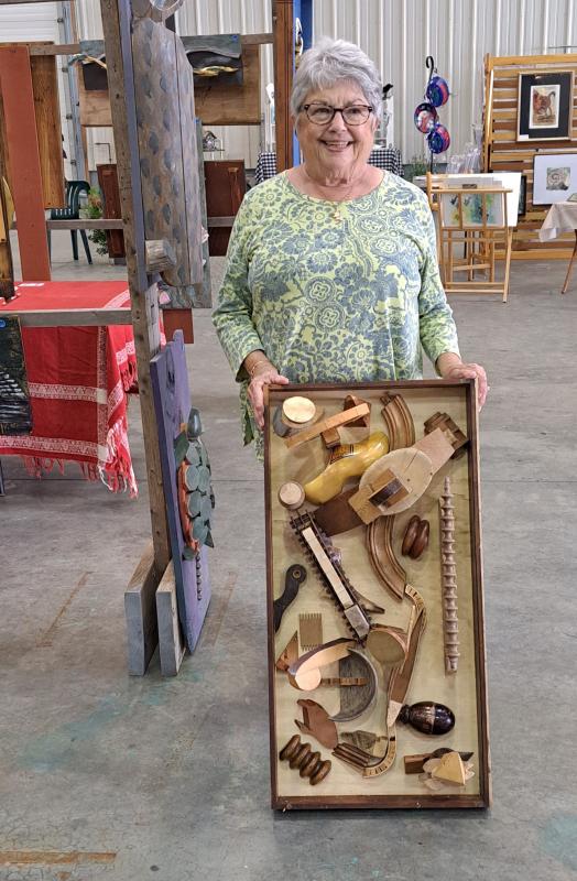 Annette Stormont, winner of the Andre Benoit “in-process” assemblage piece on Interactive Saturday during Art For Art’s Sake. Courtesy of Annette Stormont