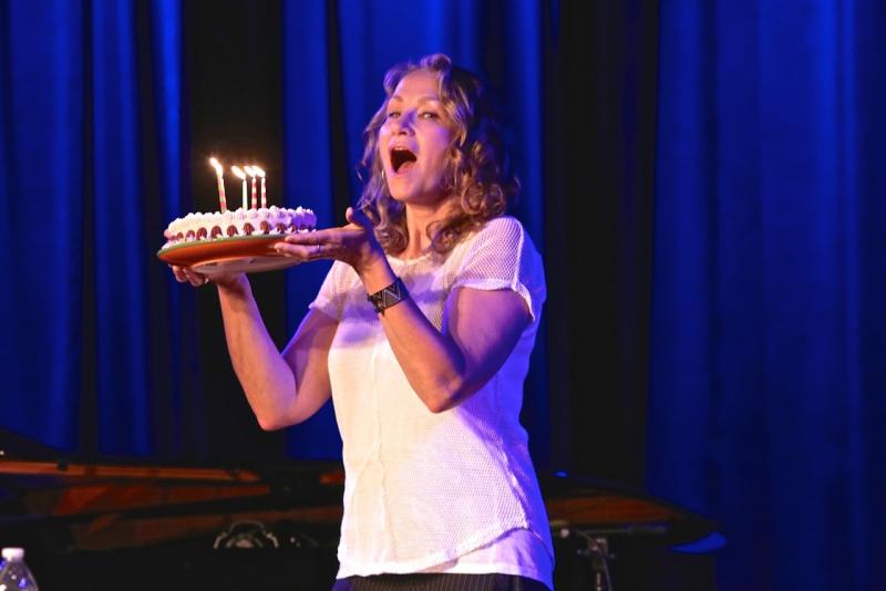 Joan Osborne performs on her birthday and is gifted with a cake. Robert Mitchell photo