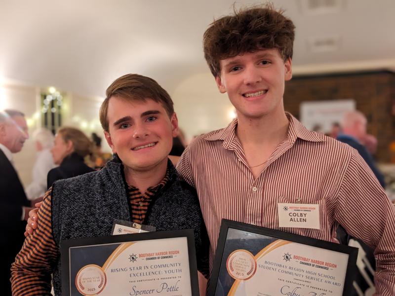 Award winners Spencer Pottle, left, and Colby Allen. CANDI JONETH/Boothbay Register