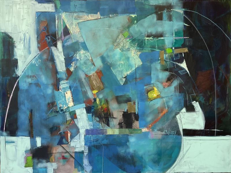 Carol Wiley’s acrylic “E=Mc2” is ARTinME 2023 Best In Show! Courtesy of BRAF Carol Wiley