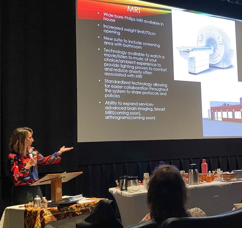 Pam Hepburn, LincolnHealth Director of Diagnostic Imaging, presents a program on the MRI Project improving services at Miles Campus. Courtesy photo
