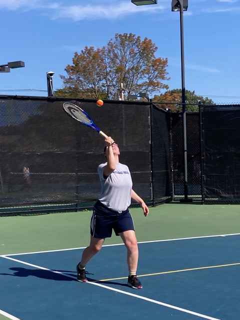 Valerie Giles serves during the tournament. Courtesy of Toby LeConte