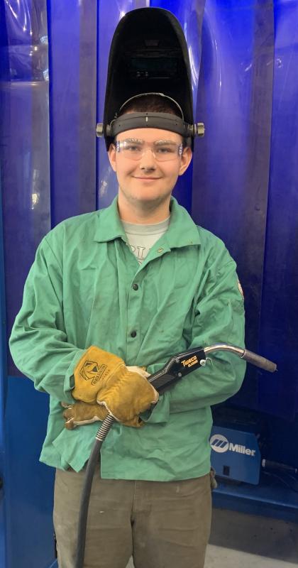 Wiscasset junior Mason Gray has learned keeping a steady hand is mandatory for a future welder. BILL PEARSON/Boothbay Register