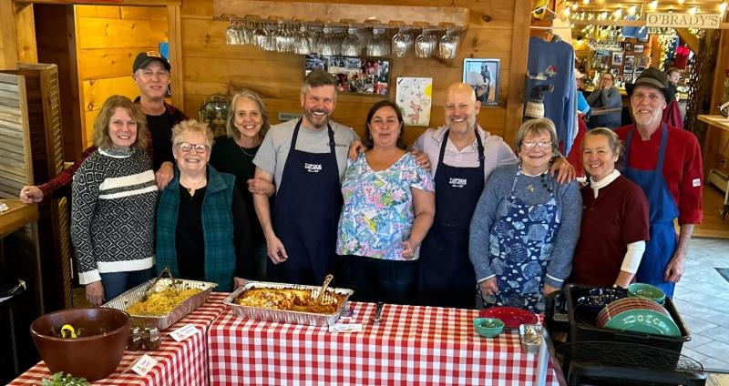 The Dec. 4 Community Lunch crew. Pictured from left are Kelly Camp (new volunteer), Allan Osborn, Nancy Van Dyke, Kris Ward, Buzz Marakewicz, Lisa Hallinan, Mark Osborn, Tancy Mitchell, Jackie Dunn-Helsinki and Scott Edwards. Jennie Mitchell photo
