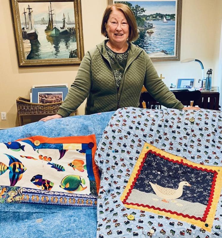 Laura Zajdel created two quilts from St. Andrews Auxiliary Thrift Shop supplies, "Fish Tank" and "Mother Goose." Courtesy photo