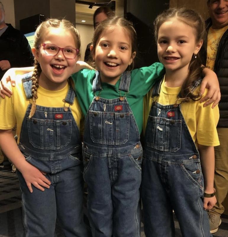 Evelyn Michaud, Agatha Harris, and Iris Adams take an excited photo prior to performing for the judges. Courtesy photo