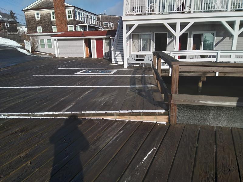Board lifted up from the parking dock. Courtesy of Bonnie Stover