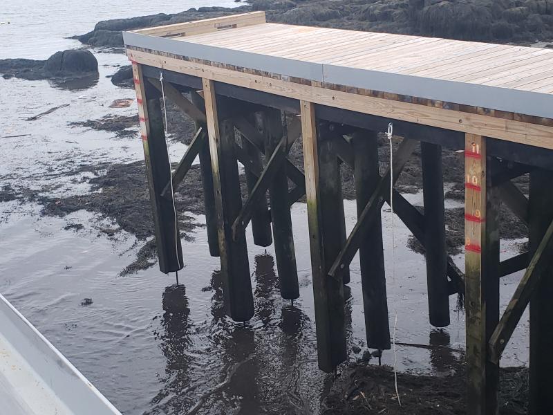 Pilings at Bristol Marine after recent storms and flooding. Courtesy of Dennis Gunderson, Bristol Marine