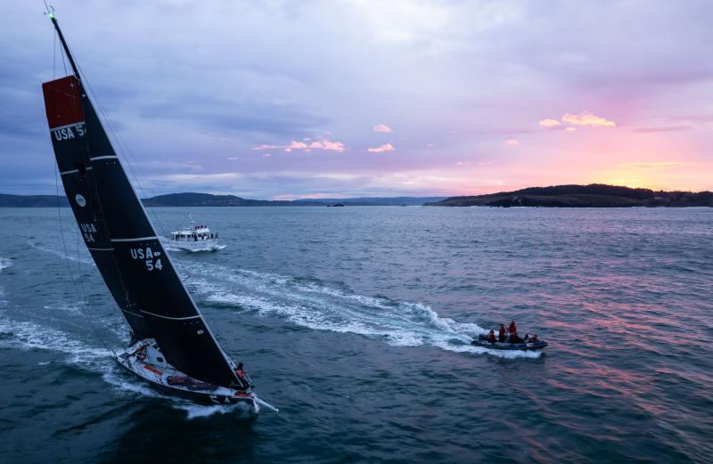 Brauer’s aptly named vessel First Light headed to the finish line early March 7. Noe Sardet photo