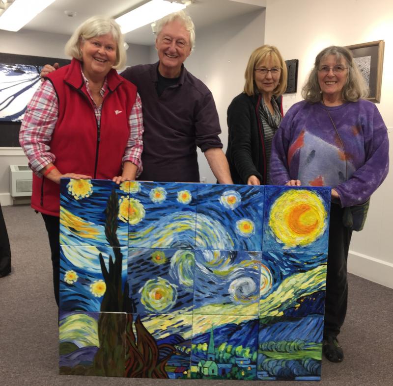 Four of the nine artists who worked on BRAF’s “The Starry Night” in 2016, from left: Sally Giddings Smith, Tony van Hasselt, Jennifer Litchfield and June Rose. Courtesy of Bruce Burnham