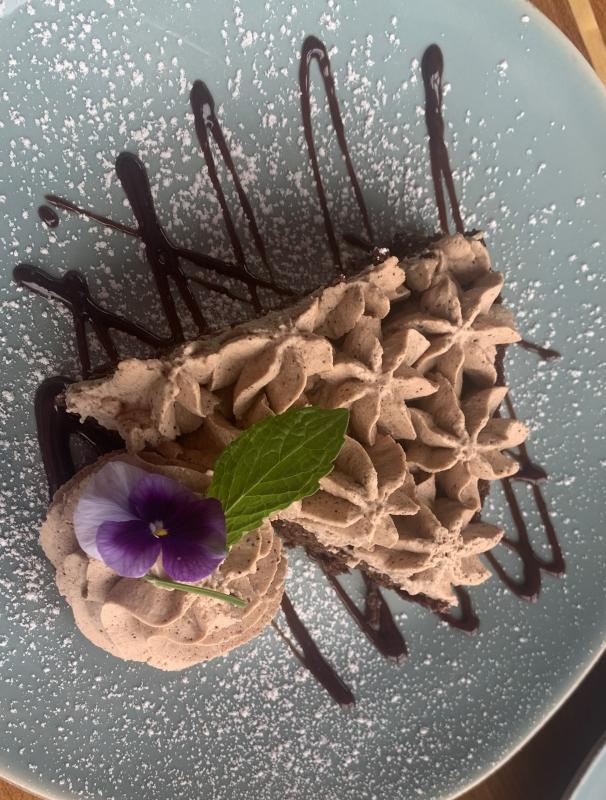 Flawless chocolate cake at Whale’s Tale. BILL PEARSON/Boothbay Register
