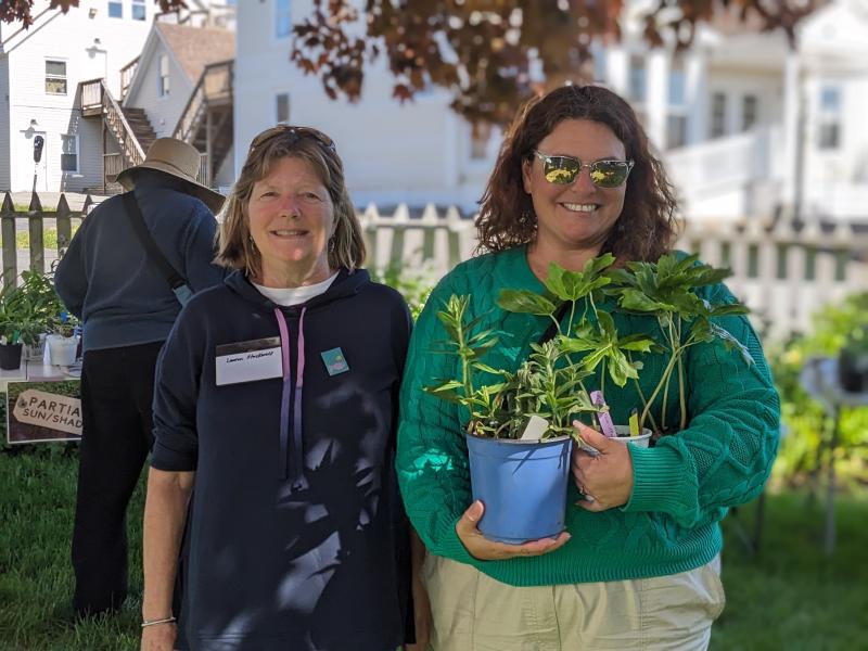 Botanist and environmental consultant Lauren Stockwell, left, and Carol Myers of Southport. CANDI JONETH/Boothbay Register